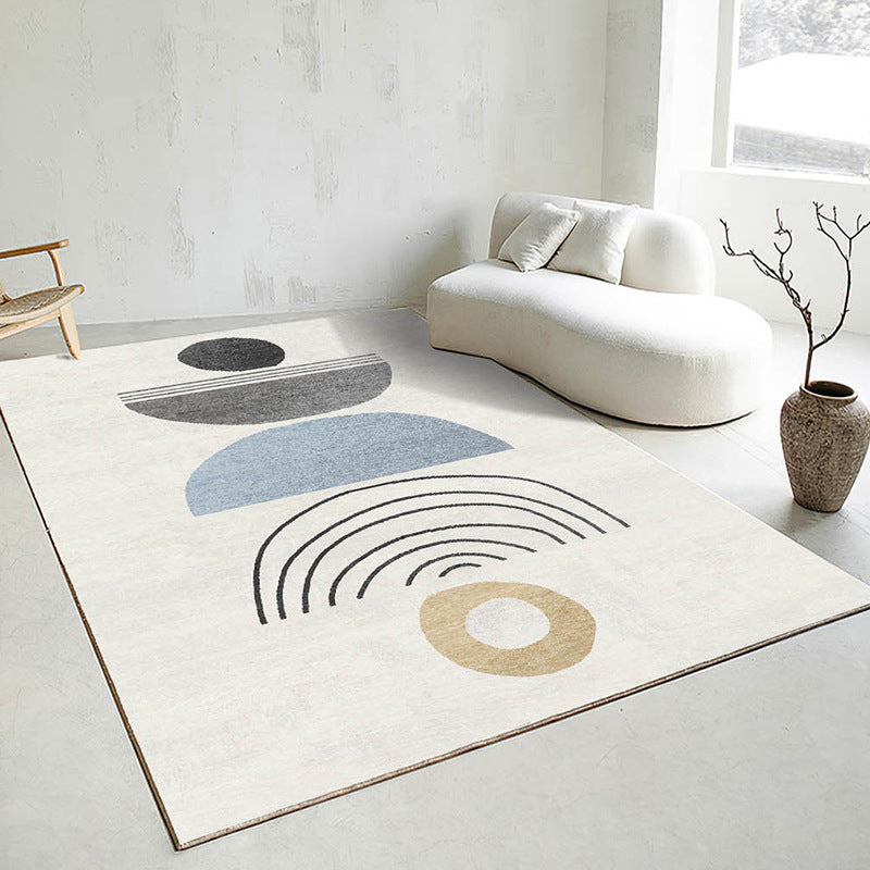Minimalist Area Rug Polyester Color Block Carpet Non-Slip Backing Rug for Bedroom