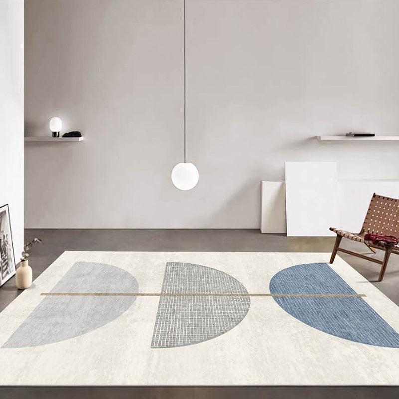 Minimalist Area Rug Polyester Color Block Carpet Non-Slip Backing Rug for Bedroom