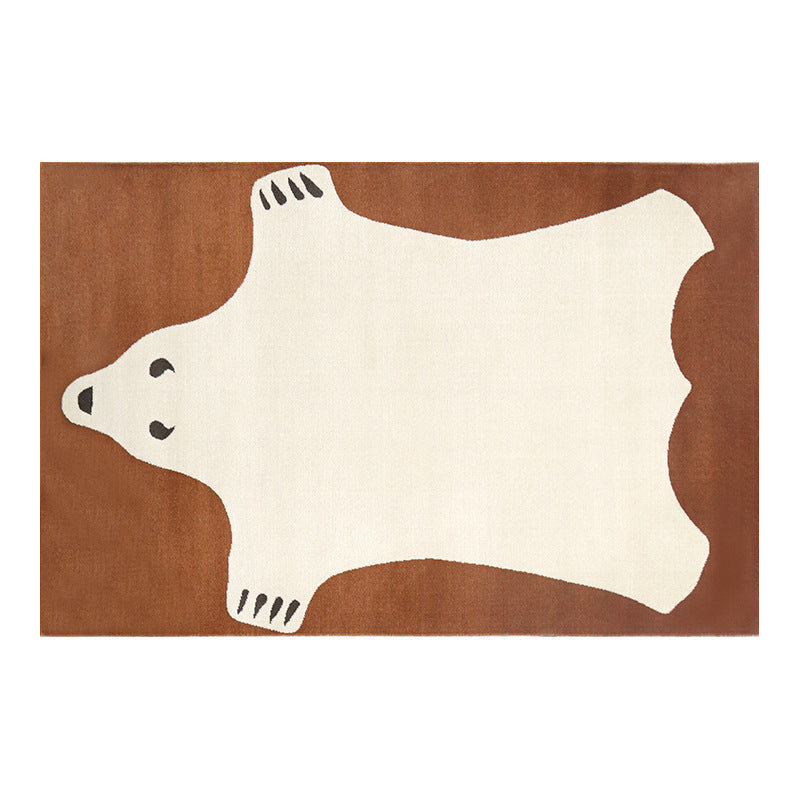 Dark Brown Animal Rug Polyester Indoor Rug Stain Resistant Rug for Living Room