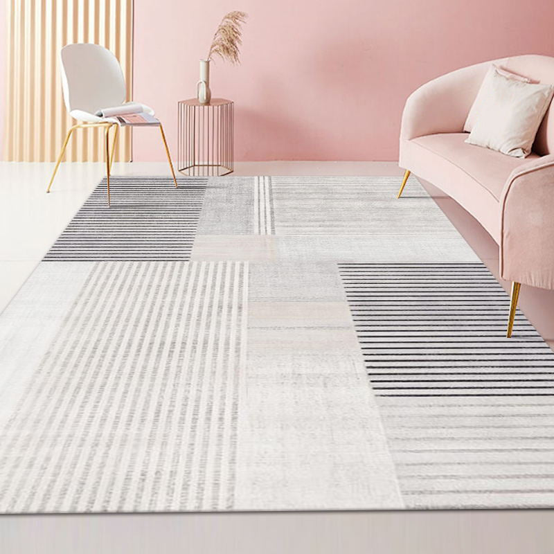 Alfombra gráfica de alfombra de poliéster gris moderno alfombra de respaldo sin deslizamiento para la decoración del hogar