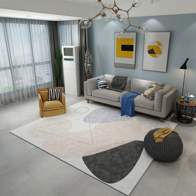 Light Gray Nordic Rug Polyester Color Piece Rug Washable Rug for Living Room