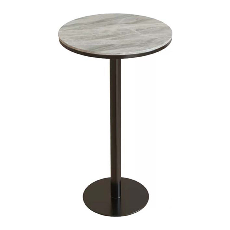 Industrial Metal Bar Table 23.6" Round Faux Marble Top Pedestal Bistro Table for Cafe