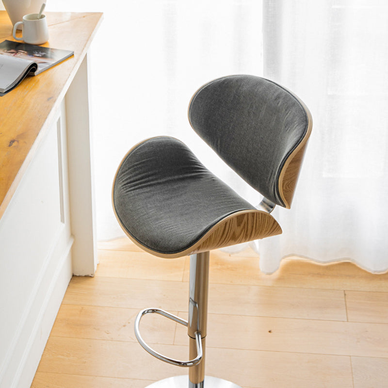 Scandinavian Adjustable Height Metal Counter Stools Wood Low Back Bar Stools (Set of 2)