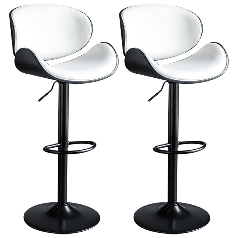 Scandinavian Adjustable Height Metal Counter Stools Wood Low Back Bar Stools (Set of 2)