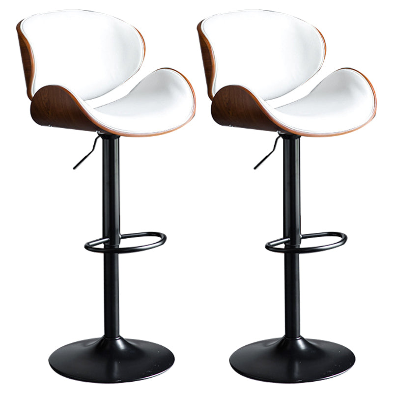 Scandinavian Adjustable Height Metal Counter Stools Wood Low Back Bar Stools (Set of 2)