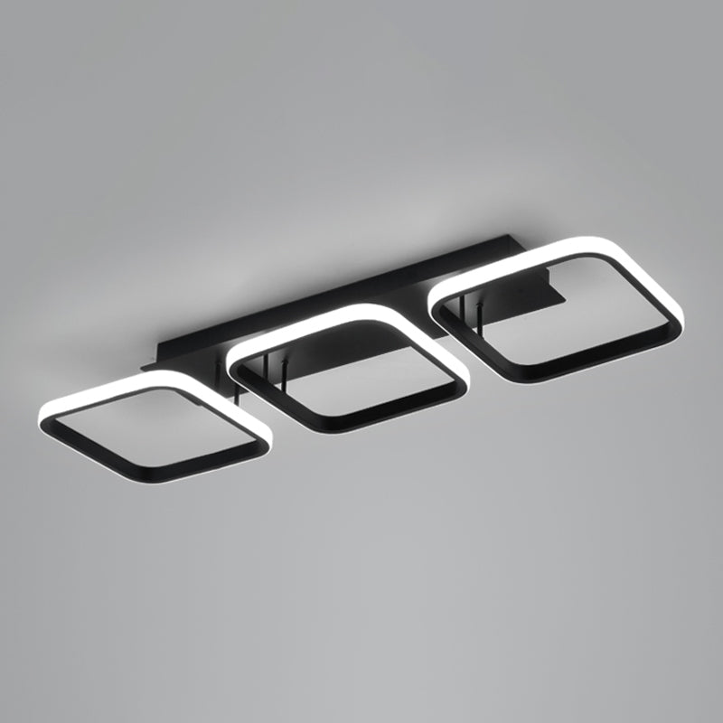 Illuminazione a soffitto quadrata nera Lampada da soffitto a semi-incasso in metallo nordico a LED