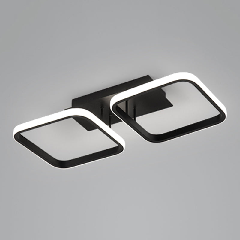 Illuminazione a soffitto quadrata nera Lampada da soffitto a semi-incasso in metallo nordico a LED