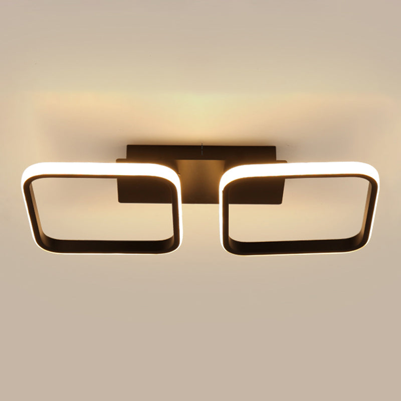 Illuminazione a soffitto quadrata nera Lampada da soffitto a semi-incasso in metallo nordico a LED