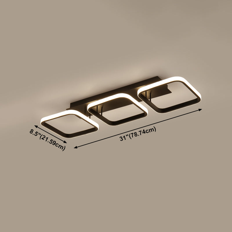 Illuminazione a soffitto quadrata nera Lampada da soffitto a semi-incasso in metallo nordico a LED