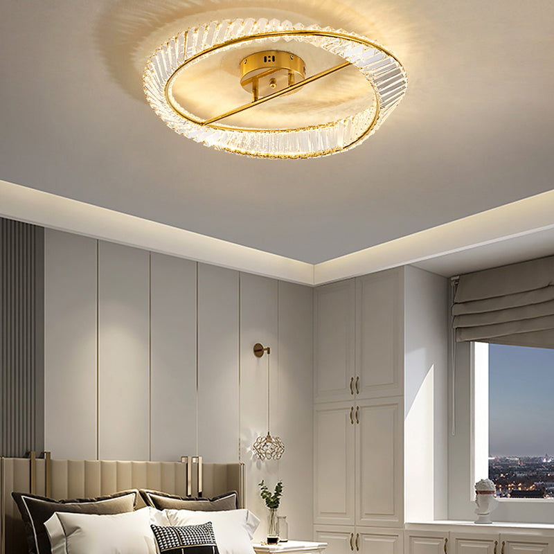 Plafonniers modernes dorés, éclairage de plafond encastré à LED avec abat-jour en cristal