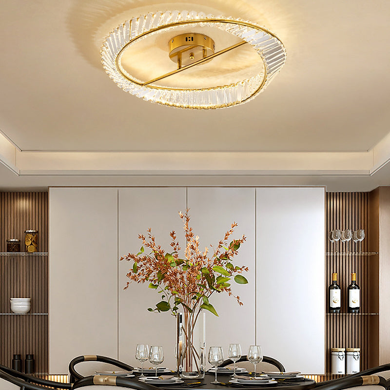 Plafonniers modernes dorés, éclairage de plafond encastré à LED avec abat-jour en cristal