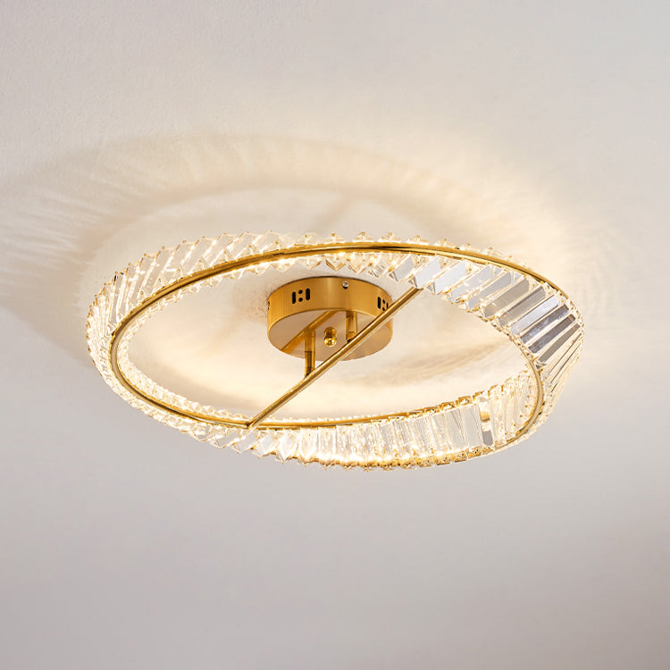 Plafonniers modernes dorés, éclairage de plafond encastré à LED avec abat-jour en cristal