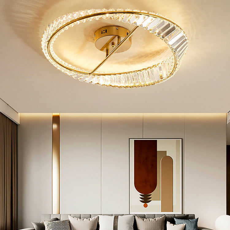 Plafonniers modernes dorés, éclairage de plafond encastré à LED avec abat-jour en cristal