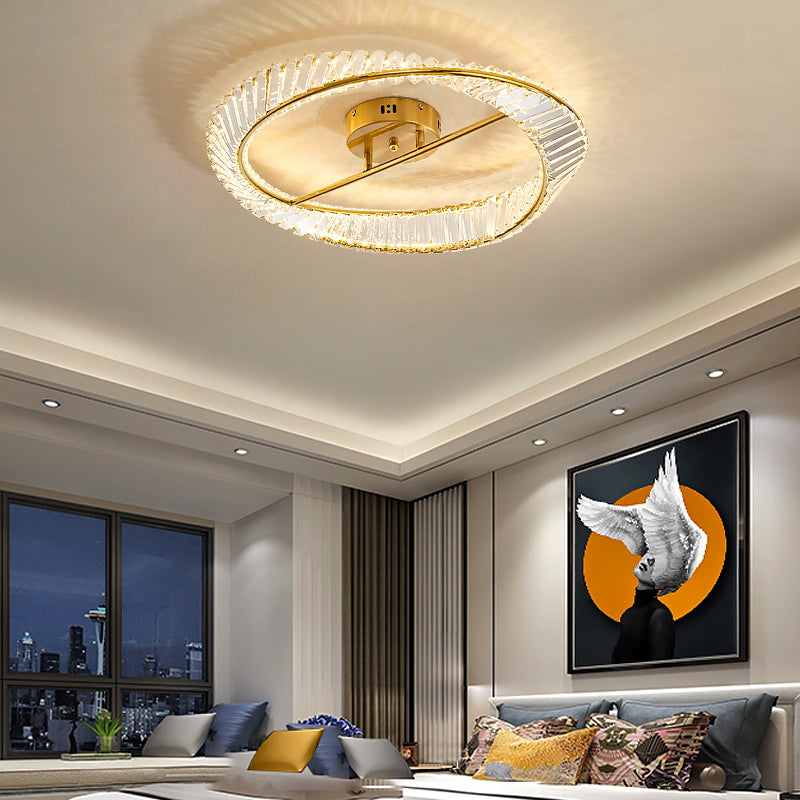 Plafonniers modernes dorés, éclairage de plafond encastré à LED avec abat-jour en cristal