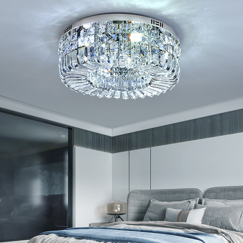 Round Ceiling Mounted Lights Simplicity LED Crystal Flush Mount Ceiling Lamp