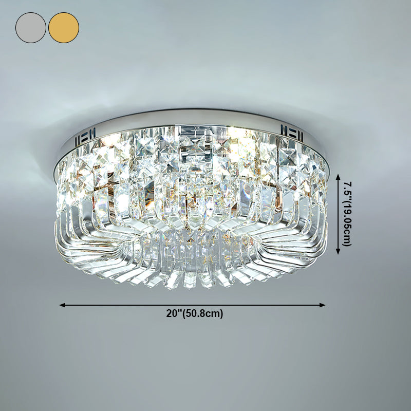 Round Ceiling Mounted Lights Simplicity LED Crystal Flush Mount Ceiling Lamp