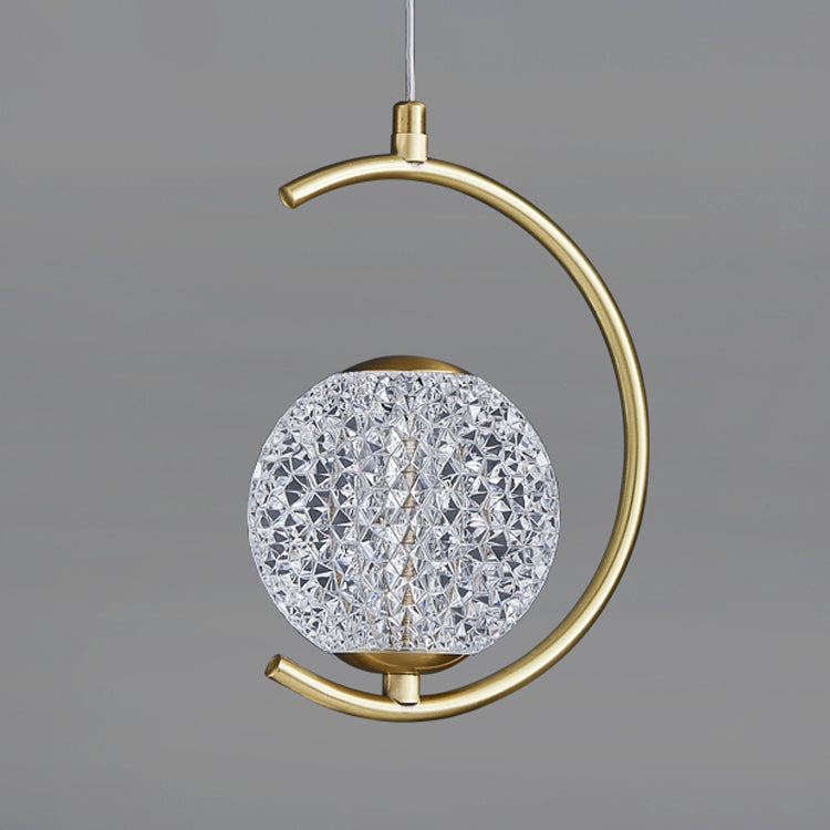 Pendre en forme de laiton Round Light Minimaliste LED Metal Suspension Light