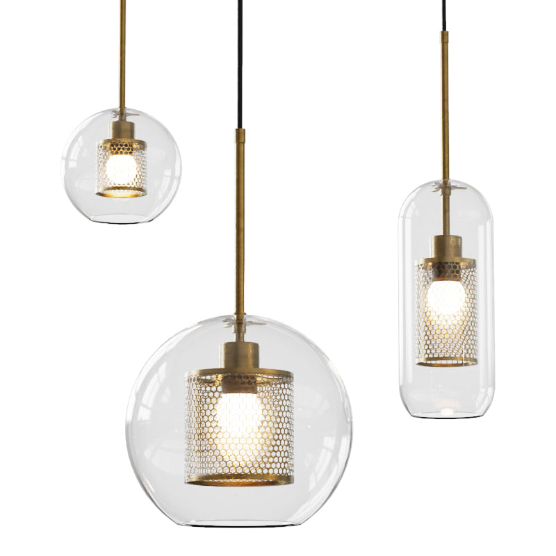 1 lampe suspendue en verre léger métal géométrique suspendu pendant léger en clair