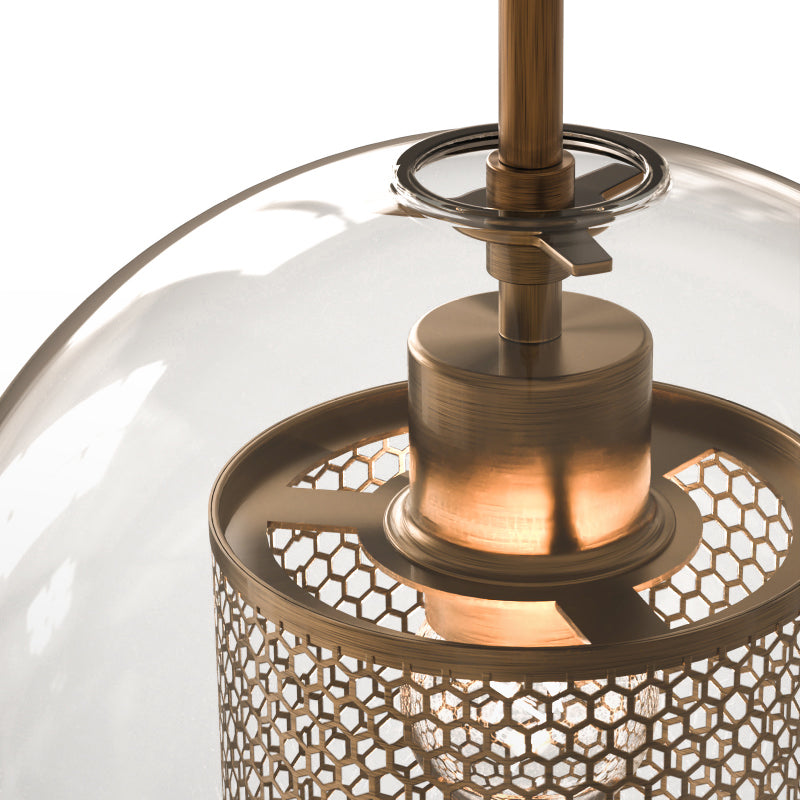 1 lampe suspendue en verre léger métal géométrique suspendu pendant léger en clair