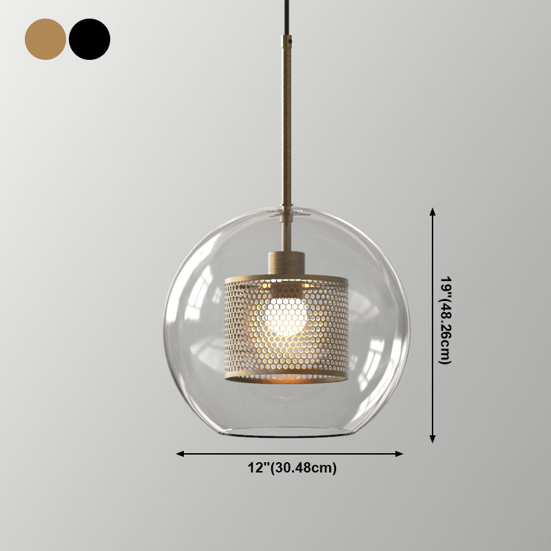 1 lampe suspendue en verre léger métal géométrique suspendu pendant léger en clair