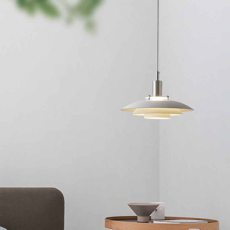 Pendentif LED de style moderne Lumière blanche en métal blanc suspendu pour salle à manger