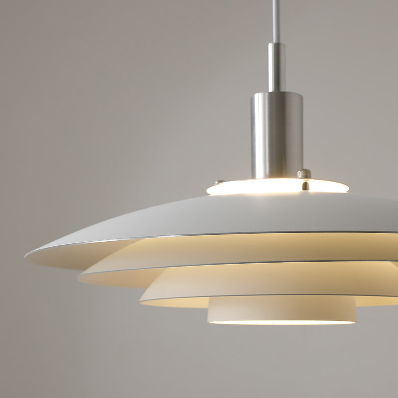 Pendentif LED de style moderne Lumière blanche en métal blanc suspendu pour salle à manger