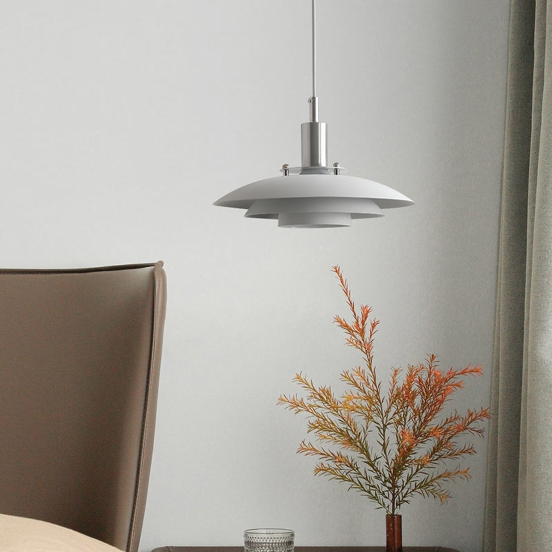 Pendentif LED de style moderne Lumière blanche en métal blanc suspendu pour salle à manger