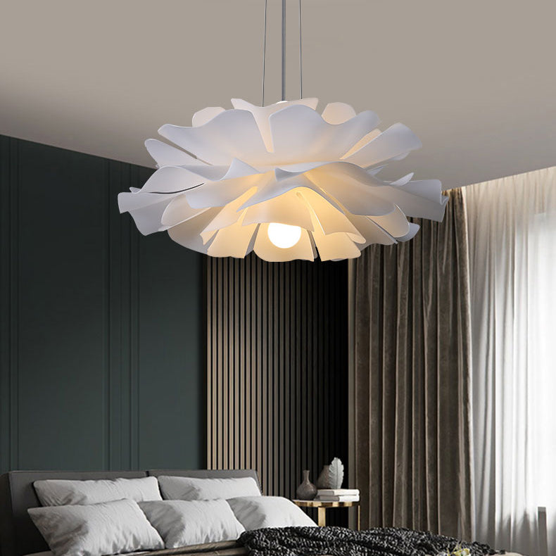 2-Light Pendant Lighting Modern Style White Lotus Shape Suspension Lighting