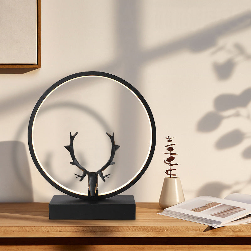 Metal Circle Table Lamp Nordic Antler Shape 1 Light Desk Lamp for Bedroom
