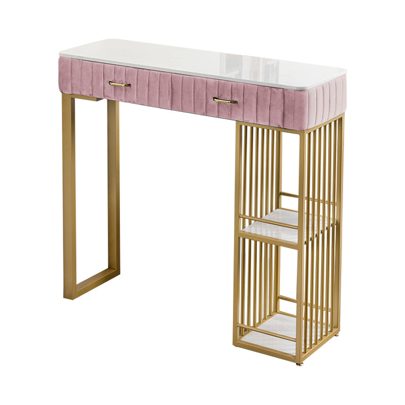 Glam Rectangle Indoor Bar Dining Table White Marble Bistro Table with Drawer