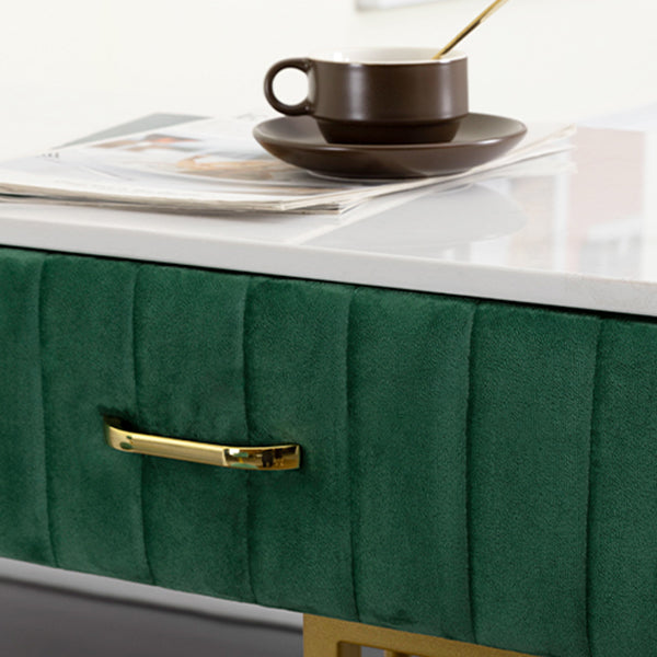 Glam Rectangle Indoor Bar Dining Table White Marble Bistro Table with Drawer