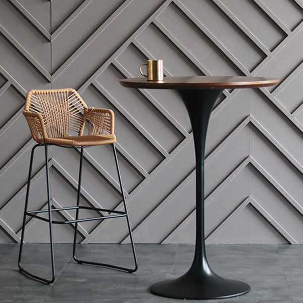 Industrial Metal Bar Table Round Top 41.3"H Pedestal Bistro Table for Cafe and Breakroom