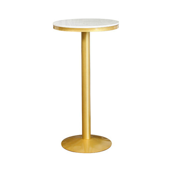 Glam Style Gold Iron Bar Table Marble Round Indoor Pedestal Bistro Table - 21.6"W x 41.3"H