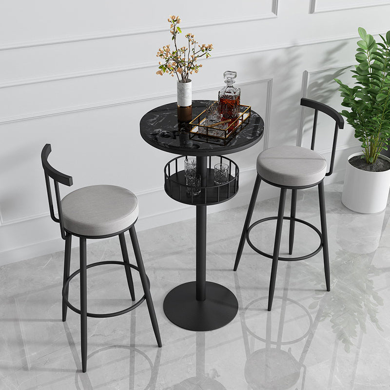 Glam Style Iron Marble Bar Table Indoor Pedestal Bistro Table - 21.6"W x 41.3"H