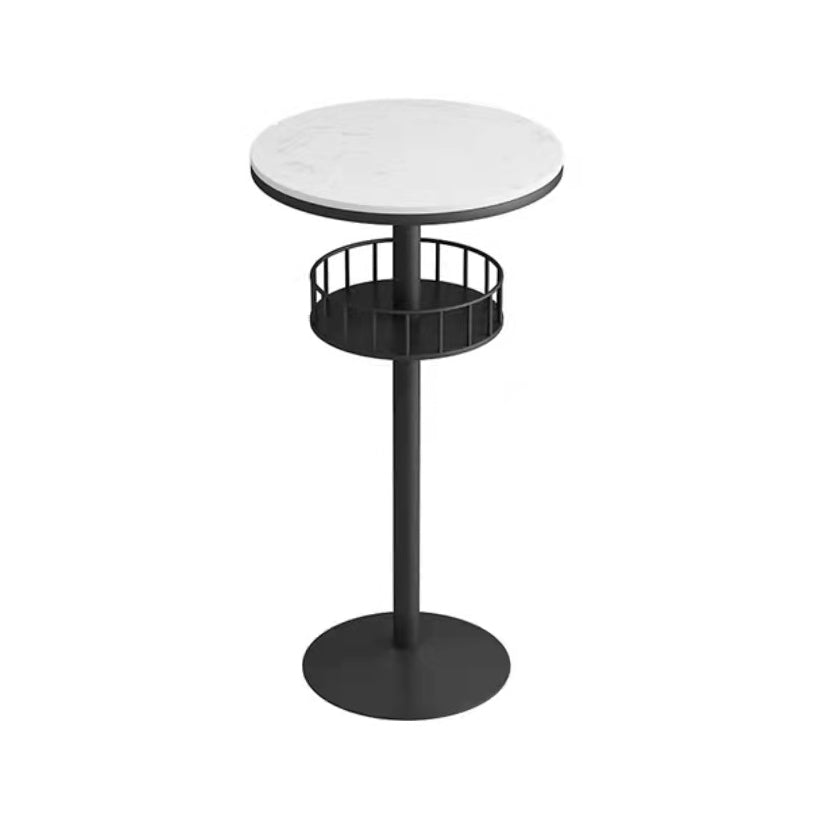 Glam Style Iron Marble Bar Table Indoor Pedestal Bistro Table - 21.6"W x 41.3"H