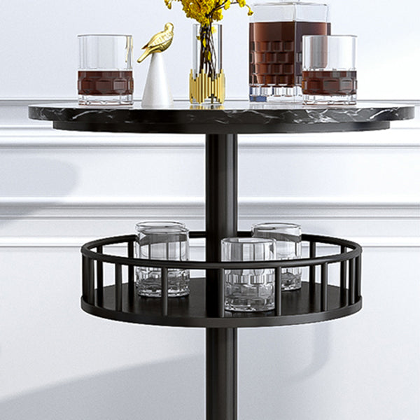 Glam Style Iron Marble Bar Table Indoor Pedestal Bistro Table - 21.6"W x 41.3"H