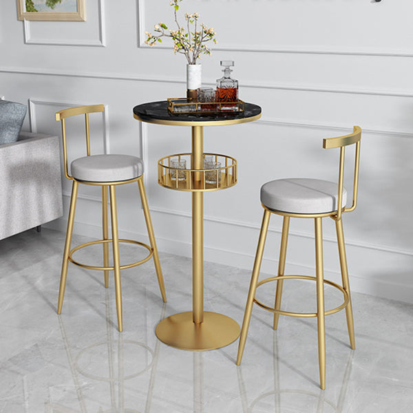 Glam Style Iron Marble Bar Table Indoor Pedestal Bistro Table - 21.6"W x 41.3"H