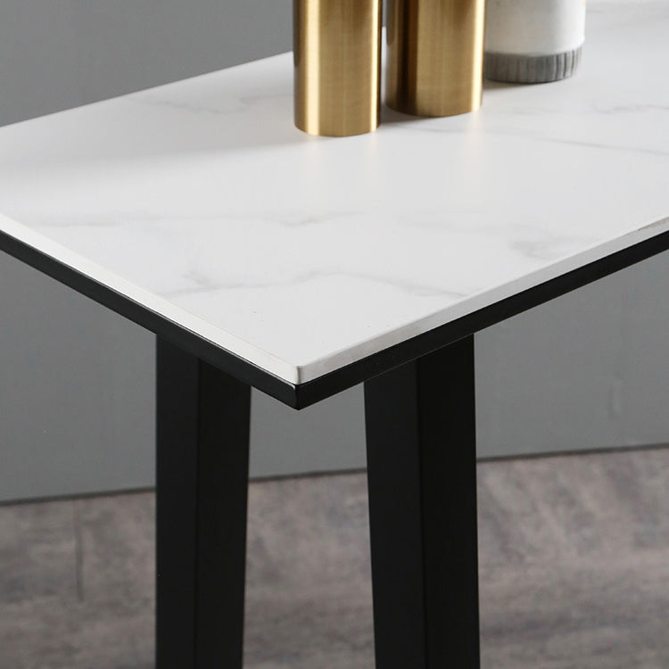 Industrial Rectangle Indoor Bar Dining Table White Stone Bistro Table Fixed Table