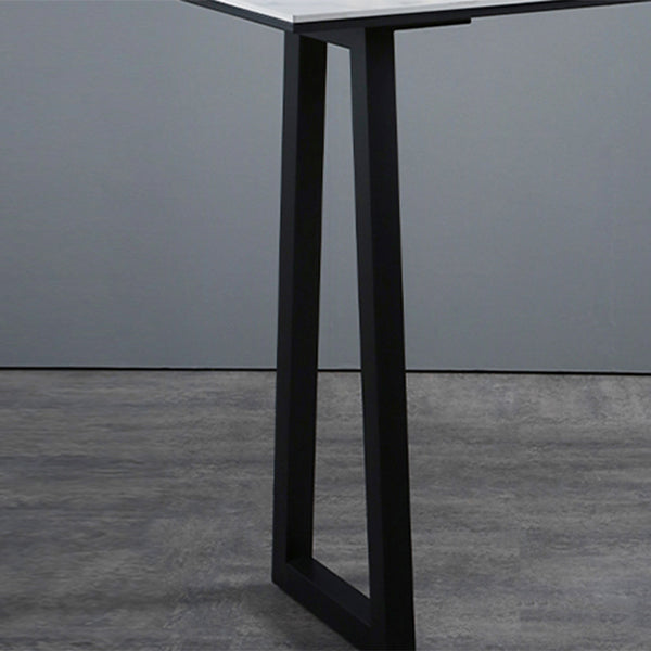 Industrial Rectangle Indoor Bar Dining Table White Stone Bistro Table Fixed Table