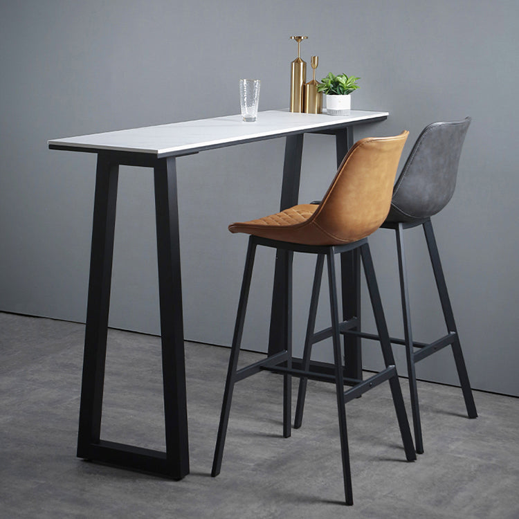 Industrial Rectangle Indoor Bar Dining Table White Stone Bistro Table Fixed Table