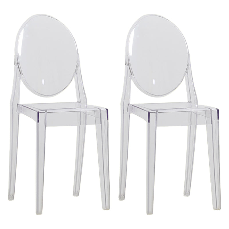 Silla lateral moderna de acrílico para interior y exterior, silla lateral de comedor con respaldo abierto para el hogar