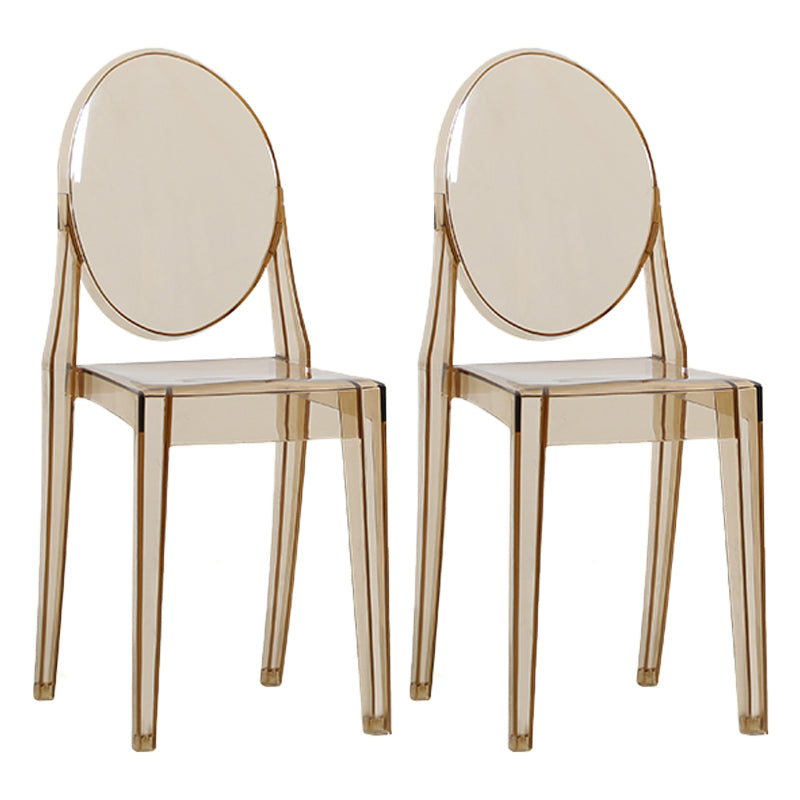 Silla lateral moderna de acrílico para interior y exterior, silla lateral de comedor con respaldo abierto para el hogar