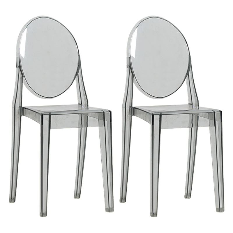 Silla lateral moderna de acrílico para interior y exterior, silla lateral de comedor con respaldo abierto para el hogar