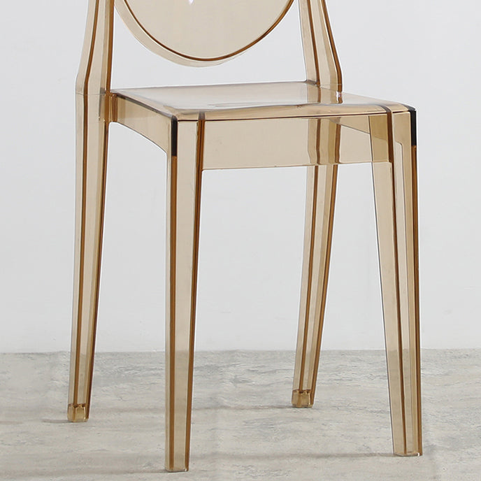 Silla lateral moderna de acrílico para interior y exterior, silla lateral de comedor con respaldo abierto para el hogar