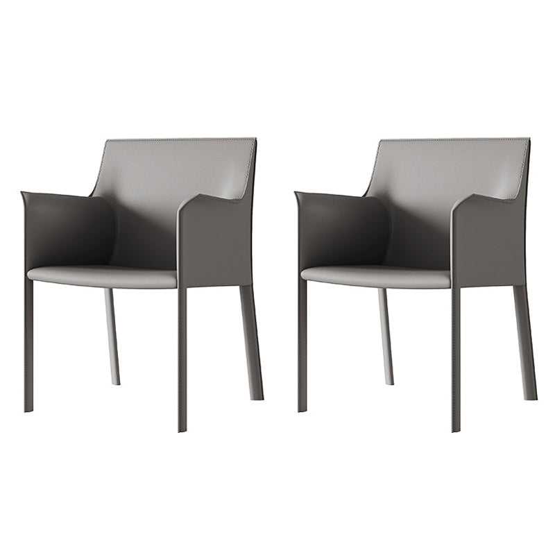 Sillas auxiliares de comedor contemporáneas de metal, silla con respaldo sólido y brazo (juego de 2)