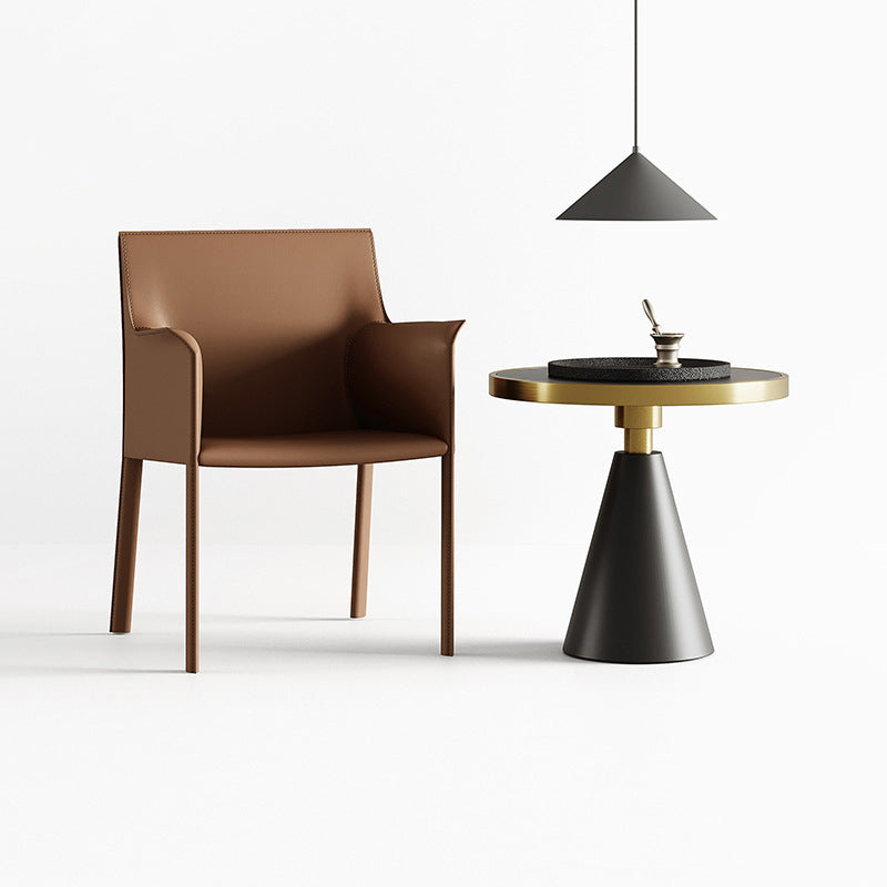 Sillas auxiliares de comedor contemporáneas de metal, silla con respaldo sólido y brazo (juego de 2)