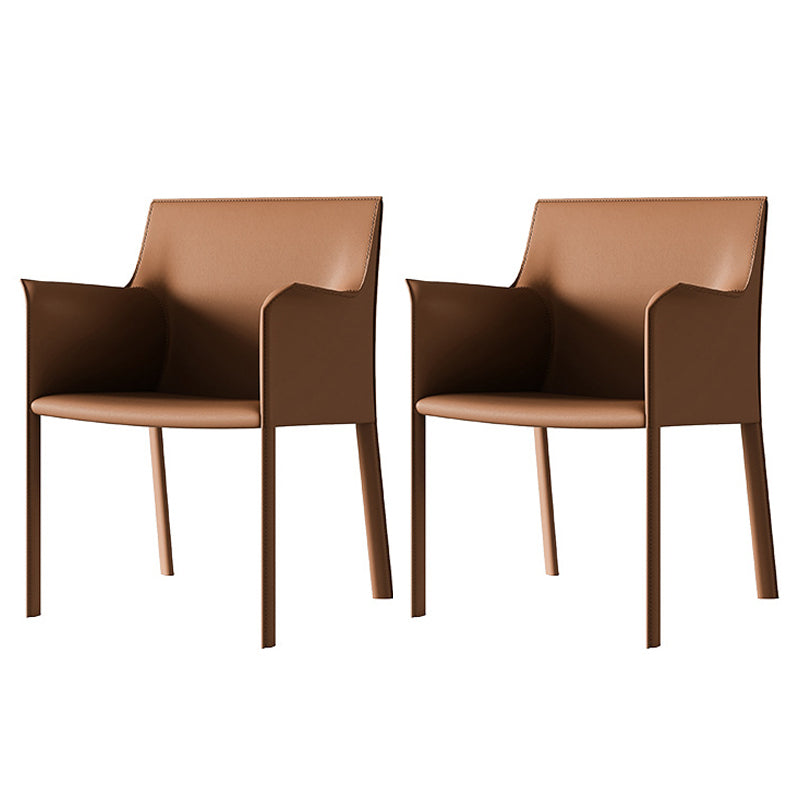 Sillas auxiliares de comedor contemporáneas de metal, silla con respaldo sólido y brazo (juego de 2)