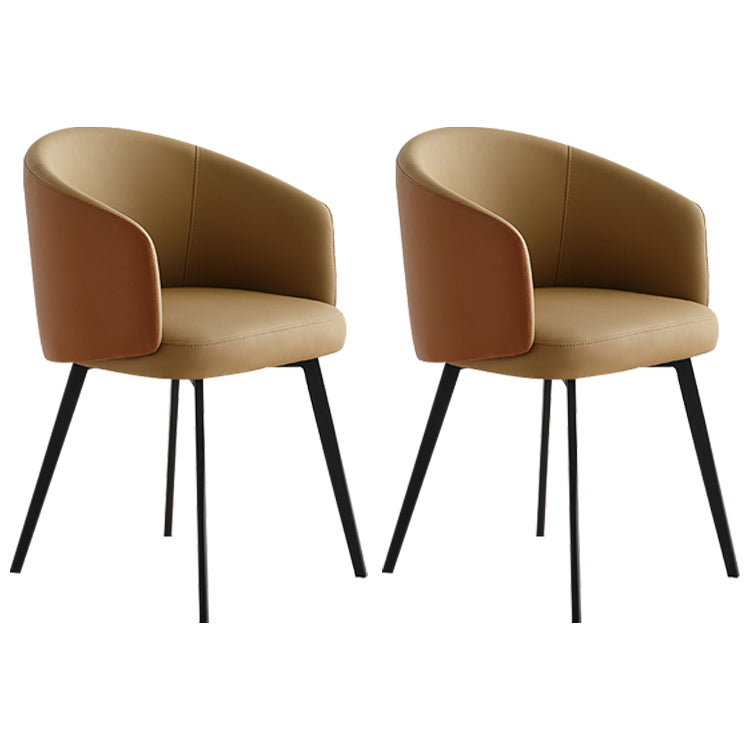 Sillón de cuero contemporáneo con acabado mate, respaldo sólido, silla de comedor