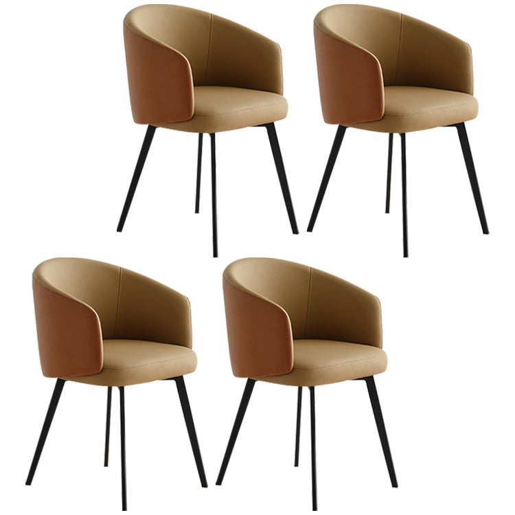 Sillón de cuero contemporáneo con acabado mate, respaldo sólido, silla de comedor