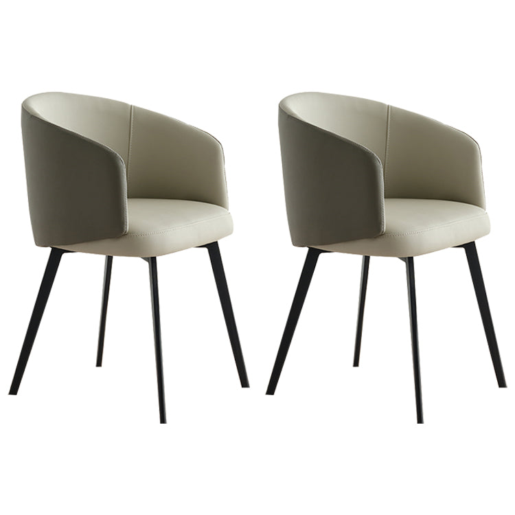 Sillón de cuero contemporáneo con acabado mate, respaldo sólido, silla de comedor